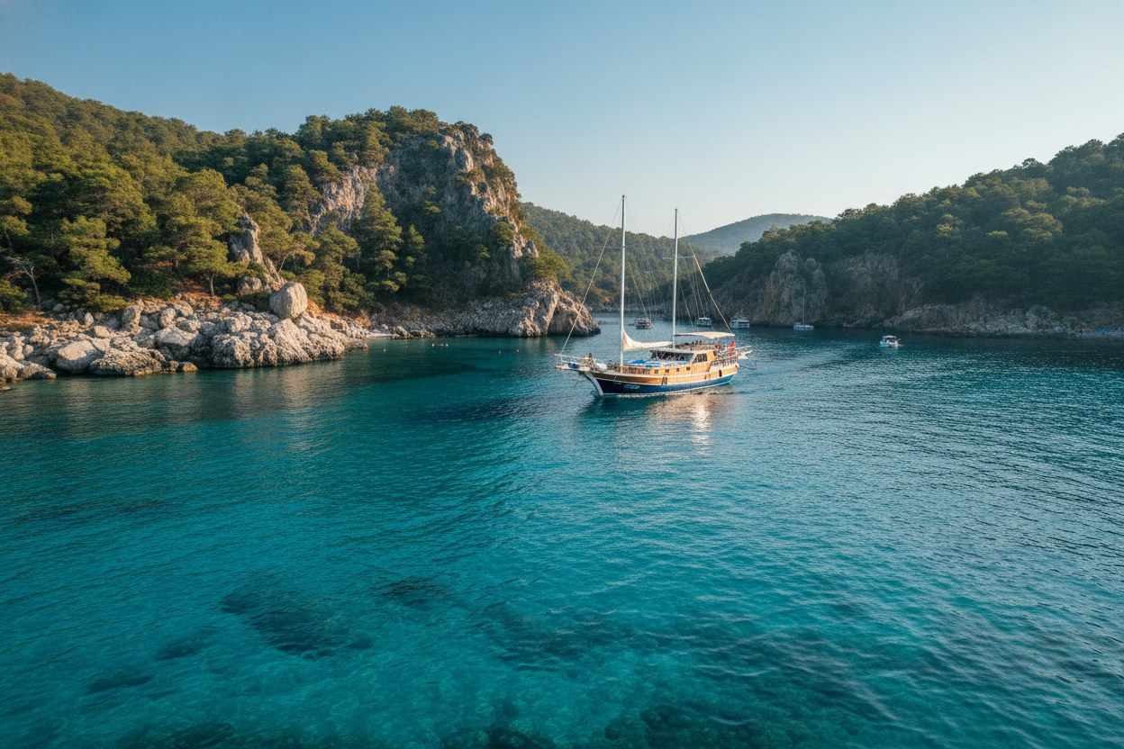 Aileler için tekne turu, Antalya kıyıları
